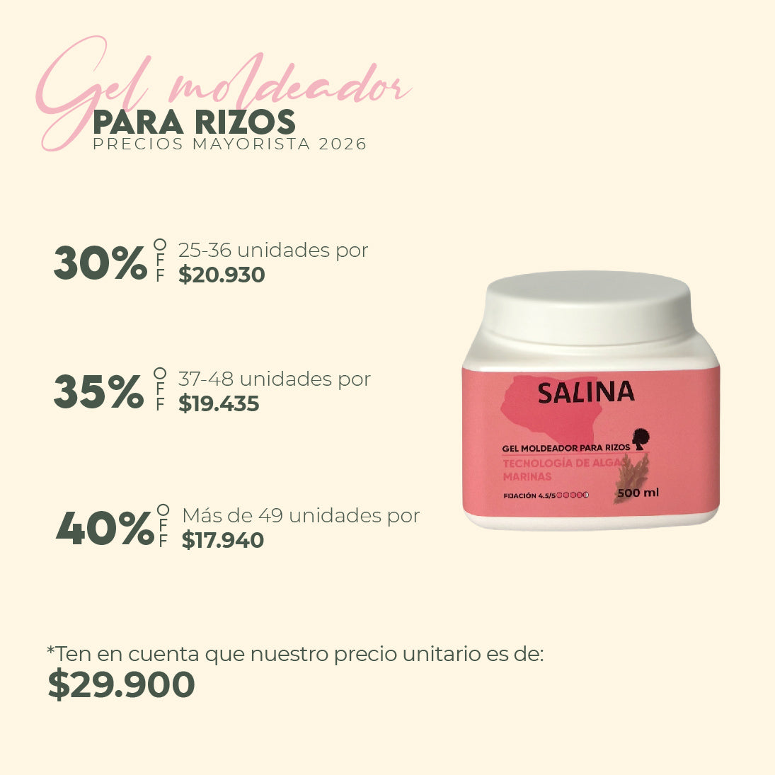 Gel Moldeador capilar SALINA 500gr Mayorista