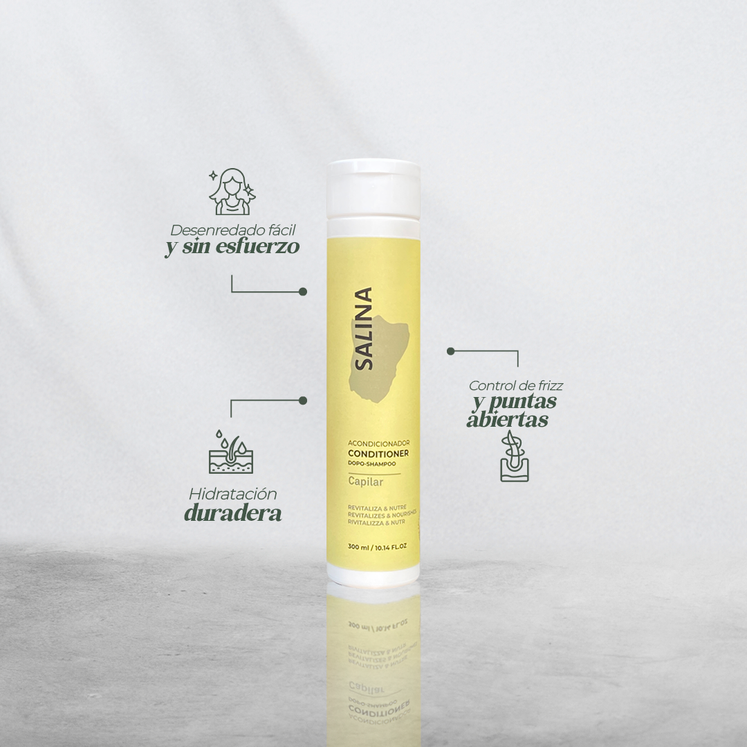 PROMO SHAMPOO SALINA 300ML + GEL MOLDEADOR DE RIZOS 500ML - GRATIS ACONDICIONADOR DE SALINA 300ML