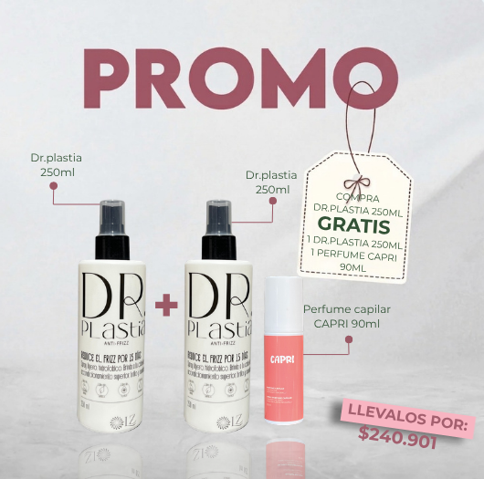 PROMO COMPRA 1 DR PLASTIA, LLEVA GRATIS UNO IGUAL + 1 PERFUME CAPRI
