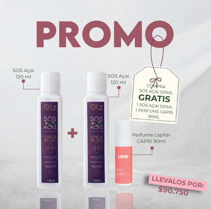 PROMO COMPRA 1 SOS AÇAI, LLEVA GRATIS UNO IGUAL + 1 PERFUME CAPRI