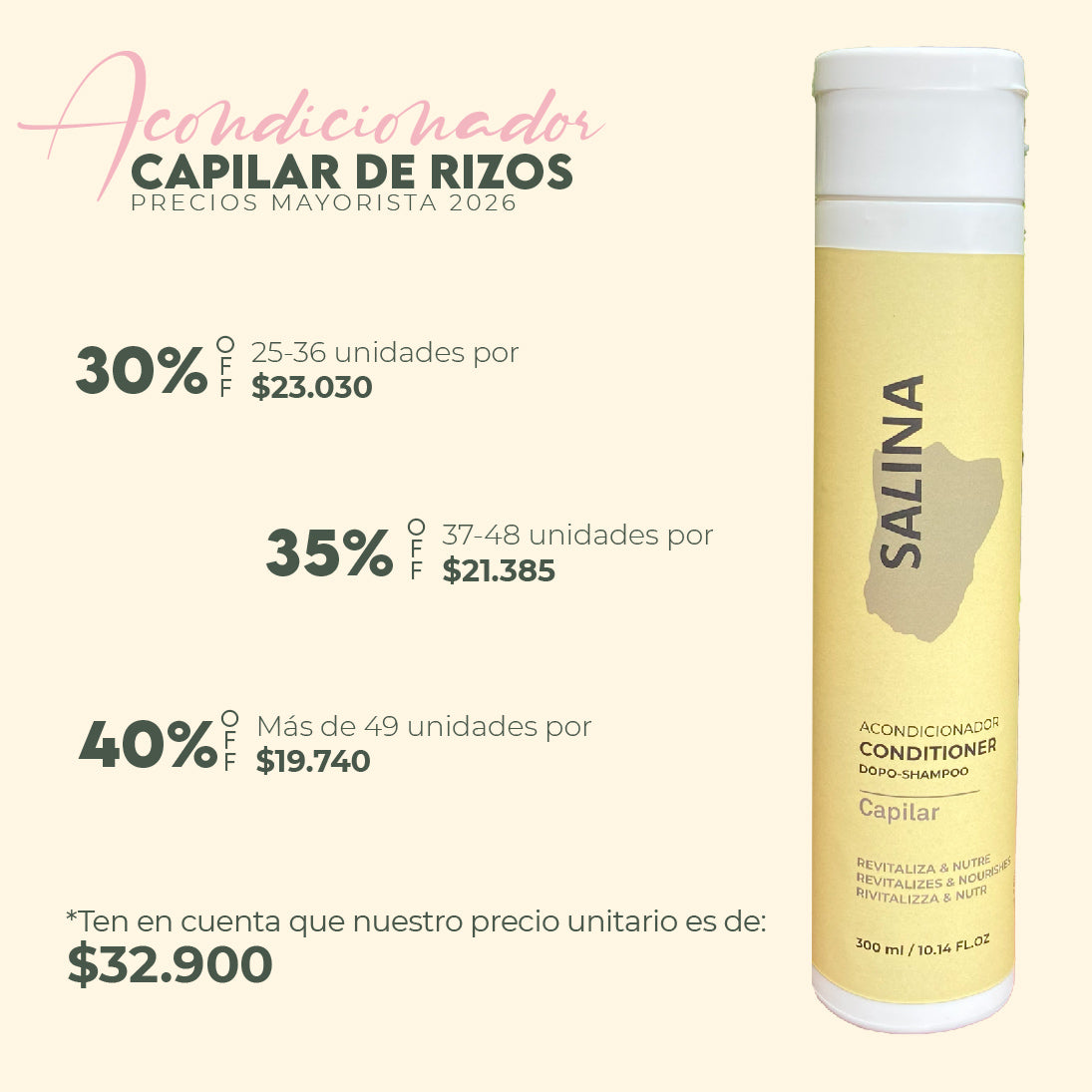 Acondicionador Salina Crespas 300ml Mayorista