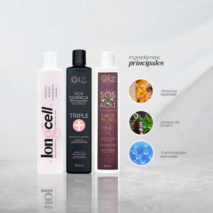 KIT CÓCTEL NUTRITIVO LONGCELL - TRIPLE + -ACAÍ