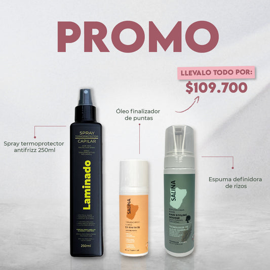 KIT TRANSICIÓN - Spray Termoprotector, Óleo y Espuma para Rizos