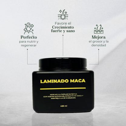 Promo LZ de Feria - Maca de 400 ml+ Shampoo Laminado 500 ml y GRATIS Spray termoprotector+ Sachet Oleo Finalizador de puntas