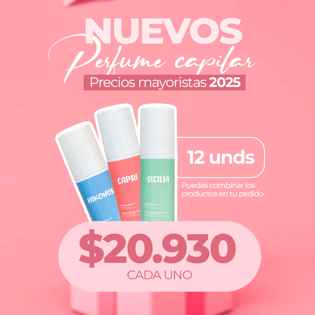 Perfume Capilar Mayorista Capri-Mikonos-Sicilia 12 a 24 Unidades