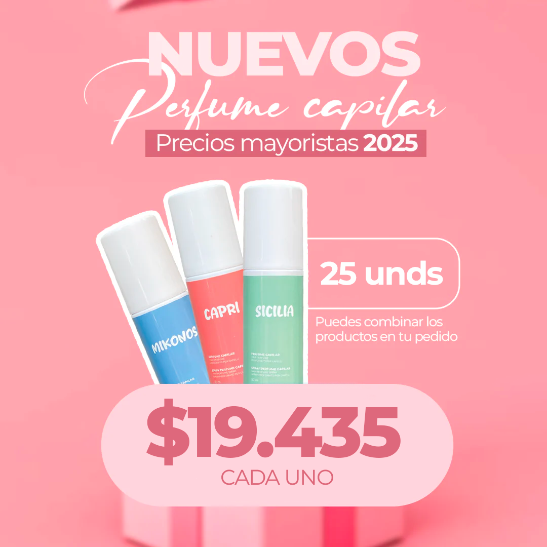 Perfume Capilar Mayorista Capri-Mikonos-Sicilia 25 a 36 Unidades