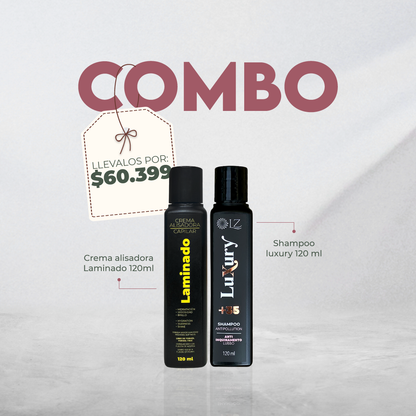 CREMA ALISADORA LAMINADO 120ml + LUXURY SHAMPOO 120ML