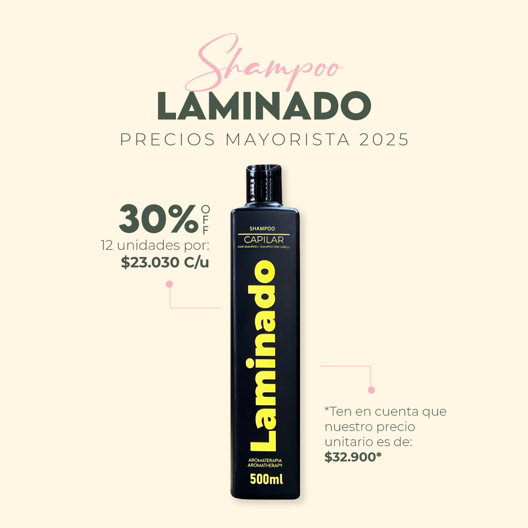 SHAMPOO LAMINADO 500ML MAYORISTA x 12 UNIDADES