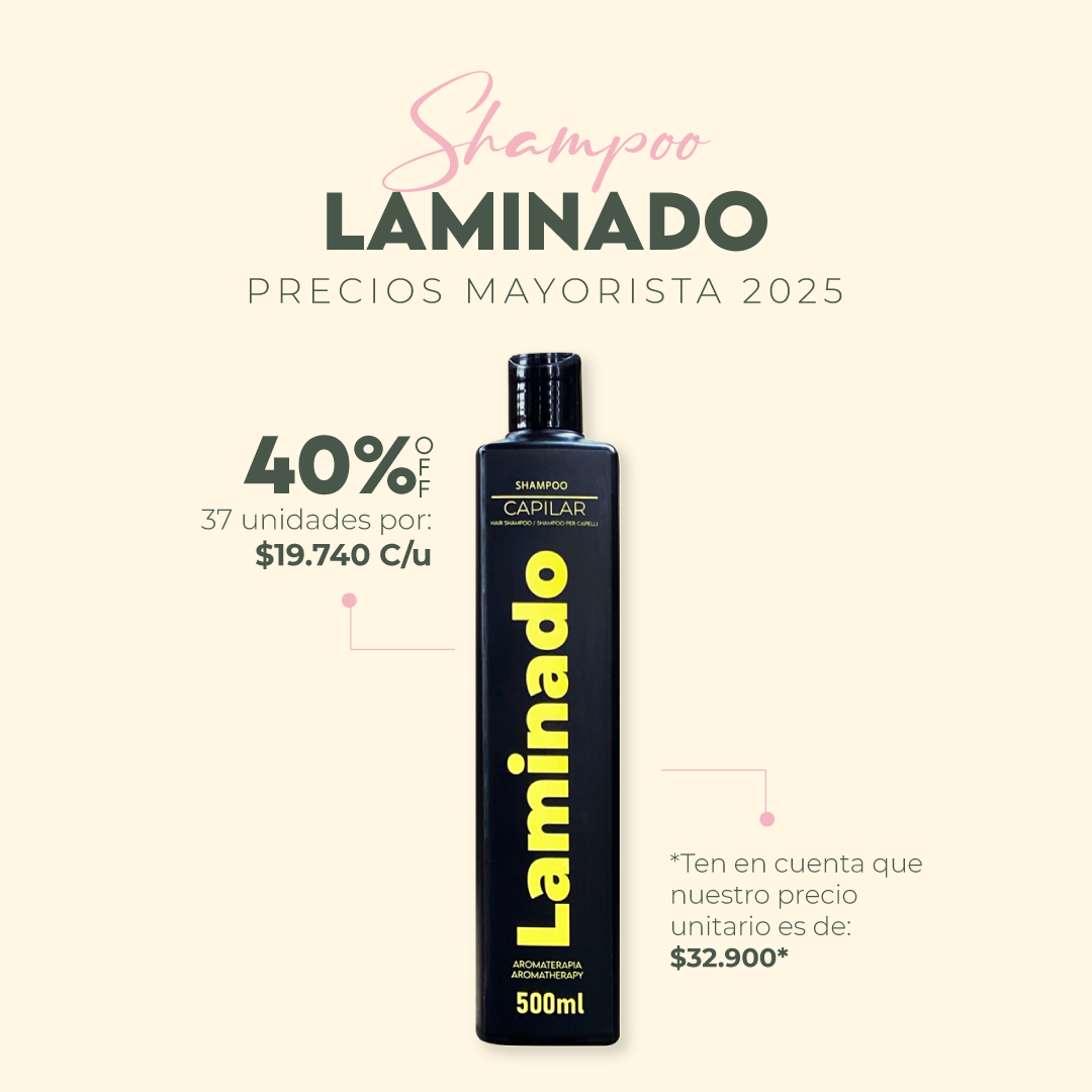 SHAMPOO LAMINADO 500ML MAYORISTA x 37 UNIDADES