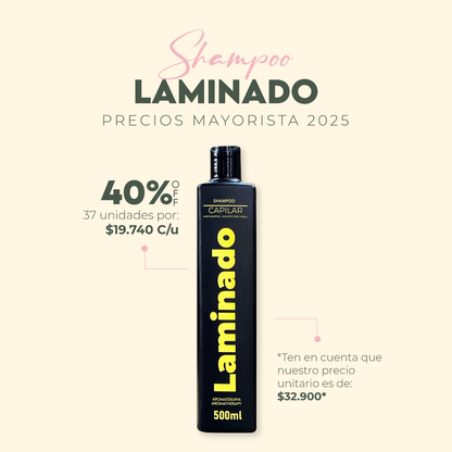 SHAMPOO LAMINADO 500ML MAYORISTA x 37 UNIDADES