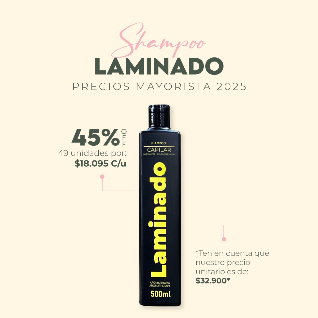 SHAMPOO LAMINADO 500ML MAYORISTA x 49 UNIDADES